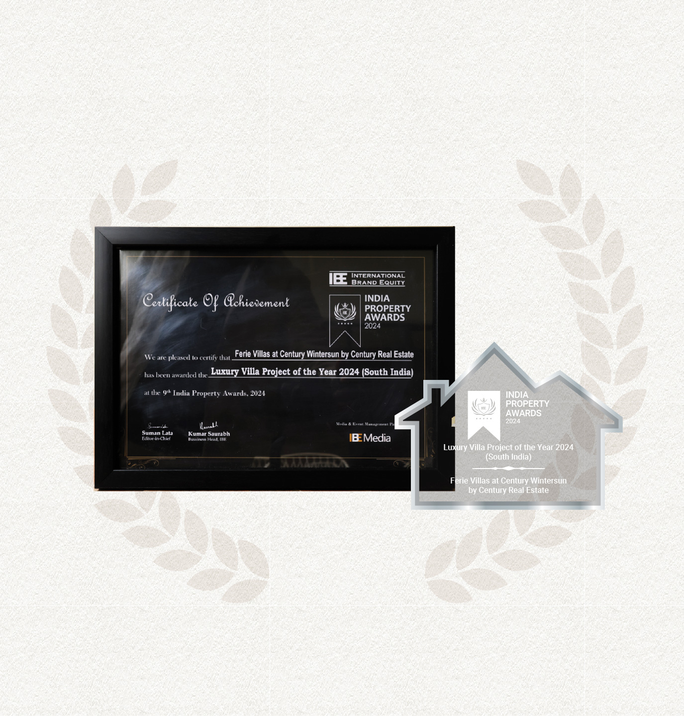 Ferie Villas at Century Wintersun Wins the Luxury Villa Project of the Year 2024 (South India) at India Property Awards - 2024