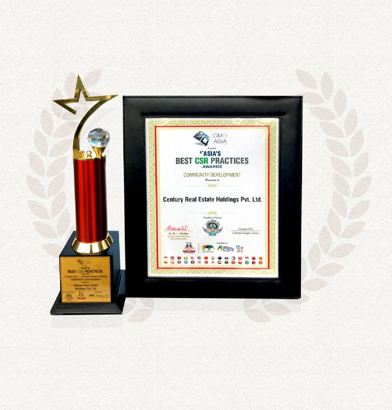 CENTURY PAI FOUNDATION WINS CSR AWARD FOR COMMUNITY DEVELOPMENT OF CHANNAHALLI VILLAGE - 2018