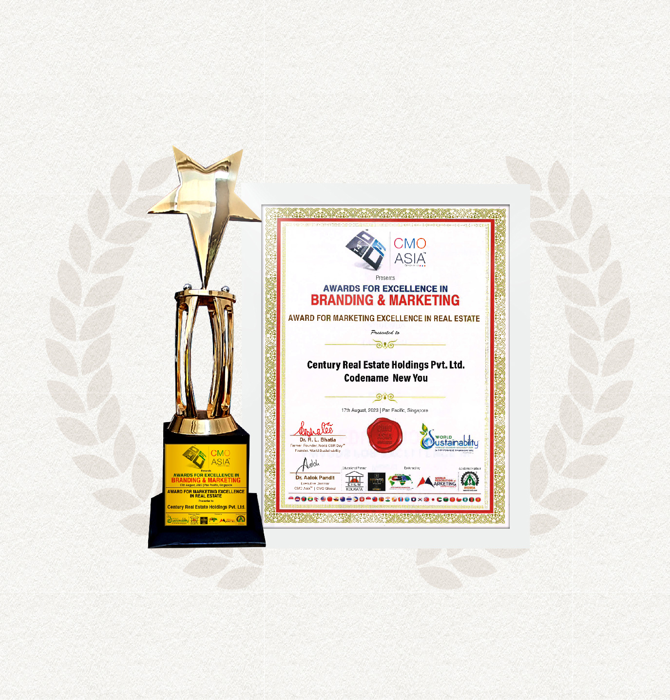 CMO Asia Award for Excellence in Marketing in Real Estate for the Codename New You (Century Novus) Campaign - 2023